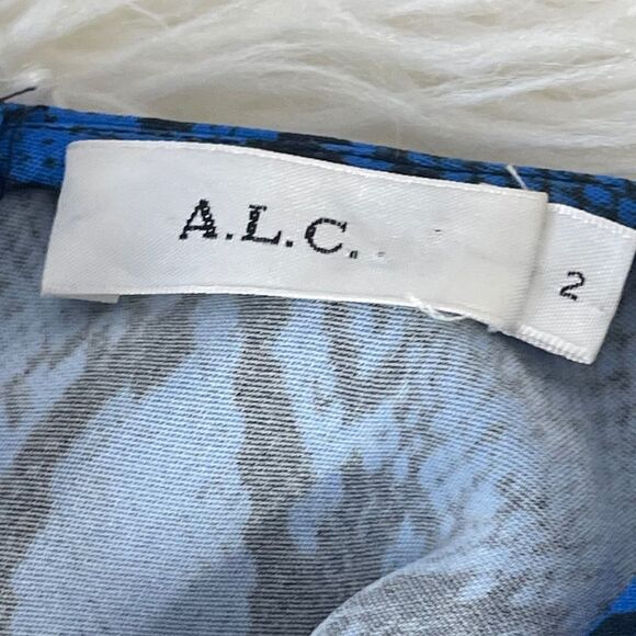 A.L.C.  Anise Black/Blue Python Snake Print Crepe Top Sz 2 - Picture 6 of 10